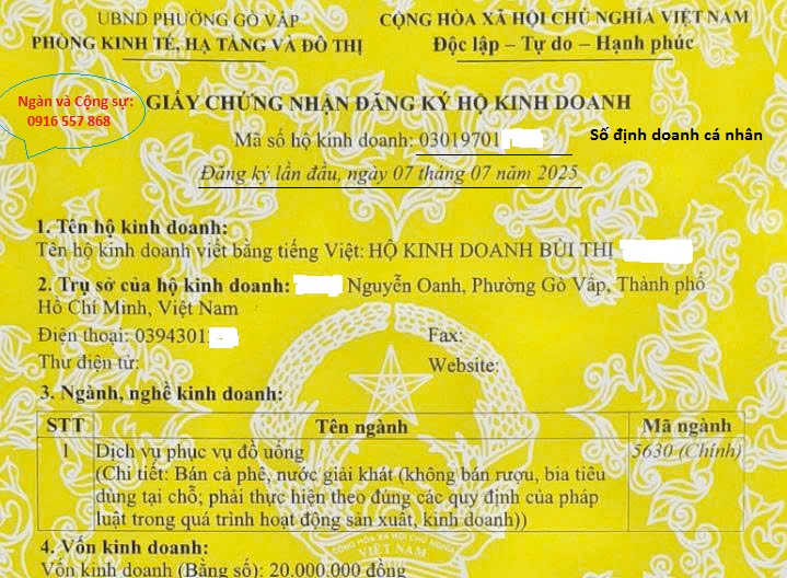 Giấy phép hộ kinh doanh cá thể