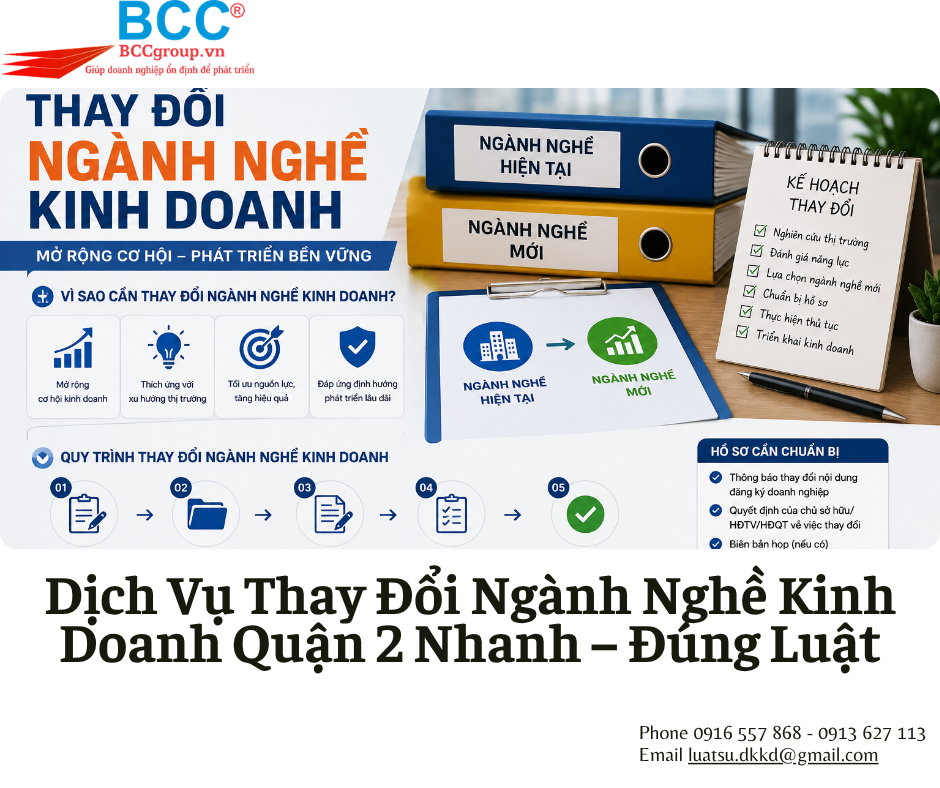 Dịch Vụ Thay Đổi Ngành Nghề Kinh Doanh Quận 2