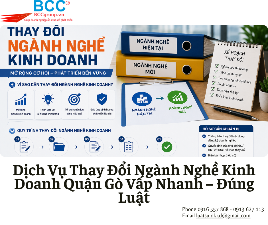 Dịch Vụ Thay Đổi Ngành Nghề Kinh Doanh Quận Gò Vấp
