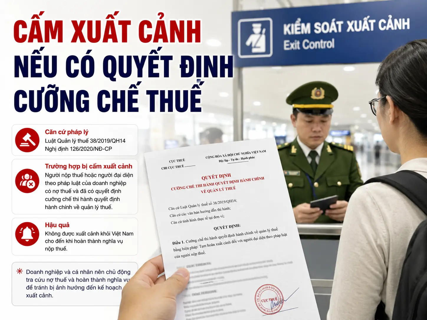 Cấm xuất cảnh nếu có quyết định cưỡng chế Thuế