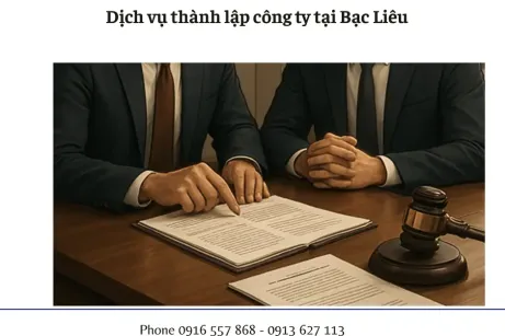 Dịch vụ thành lập công ty tại Bạc Liêu